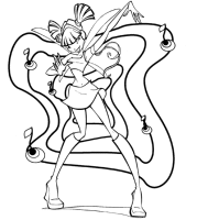A coloring page of winx club